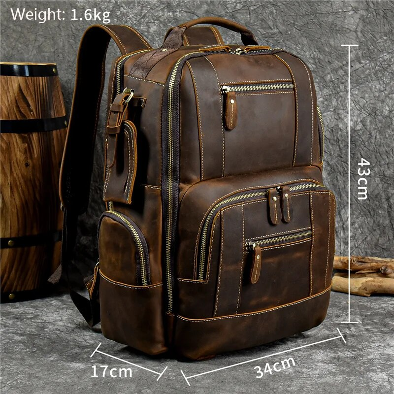 Mochila de viaje Newsbirds de estilo retro para hombre, estilo bandolera de cuero._voghion.com