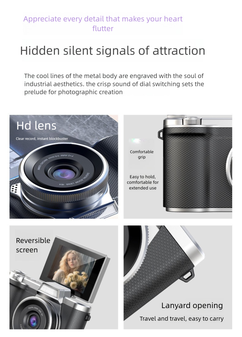 Spiegellose CCD-Kamera mit hochauflösendem Flip-Screen für digitale Aufnahmen für Einsteiger_voghion.com