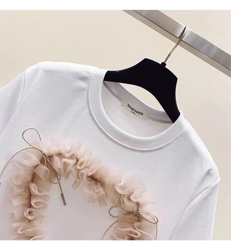 Damen Moud Short-sleeved Top Split Denim Rock Zwee-Stéck Set (Gürtel net abegraff)_voghion.com
