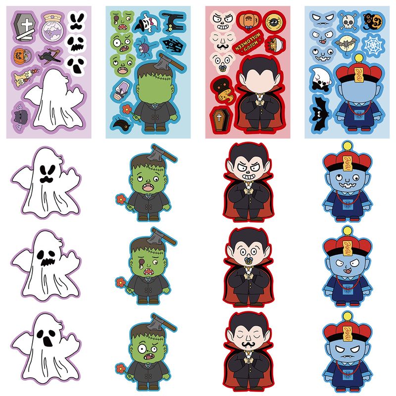 Stickers 8 Piece Halloween Series Face Changing Stickers Children's Educational DIY Toy Puzzle Stickers Stationery Stickers Wholesale_voghion.com