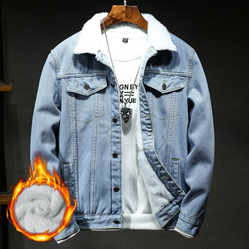 Herbst und Winter große Jacke Herren Jeanskleidung Jugend lose Freizeitjacke gewaschen Revers Jacke Top Männer_voghion.com
