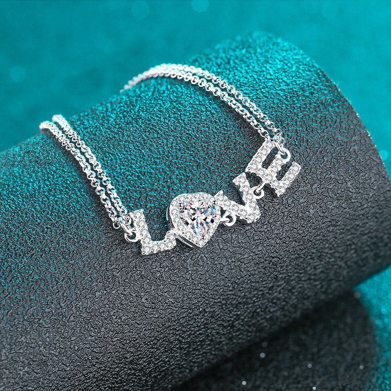 Manipolo AMORE con bracciale in pietra Mosang regalo per San Valentino con placcatura femminile in argento puro PT950_voghion.com