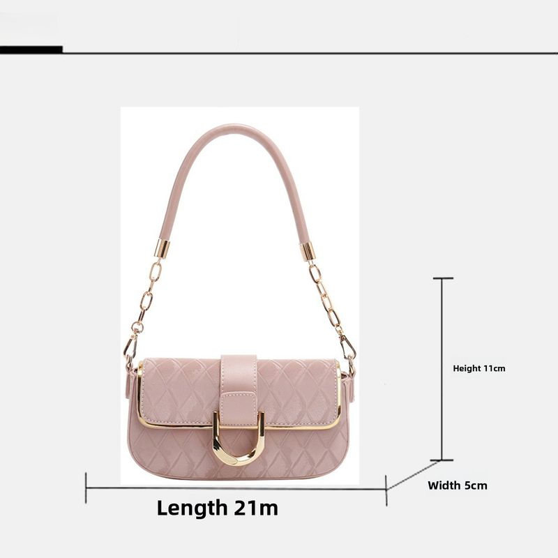 Temperament Shoulder Bag Diamond Chain Underarm Bag Small Square Bag_voghion.com