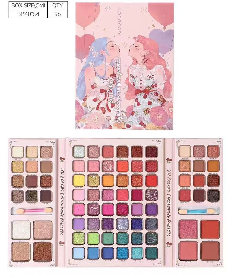 Lidschatten, 80 Farben, Dream Girl Pattern Lidschatten-Palette, Perlglanz, Matt, Rouge, Highlight, Multifunktions-Make-up-Palette_voghion.com