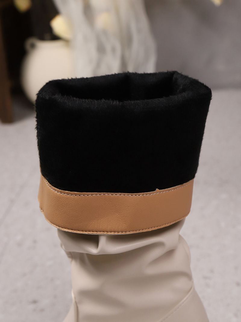 Modische kniehohe Stiefel mit hohem Absatz für Damen – spitze Zehenpartie, klobiger Absatz, gestapelte Stiefel zur Beinverlängerung, Größen 35–41, gestapelte Stiefel mit dickem Absatz_voghion.com