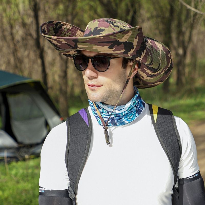 Neu eingetroffen Sonnenschutz Eimer Sommer Winddicht Atmungsaktiv Sonnenhut Großen Kopf Größe Fisherman Cap Männer_voghion.com