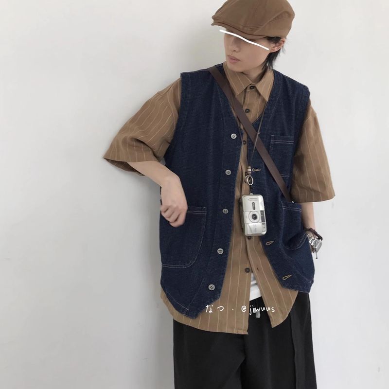 Herrenbekleidung Jeansweste Männer und Frauen Neue lässige ärmellose Lagentops Loose Coat Trend_voghion.com