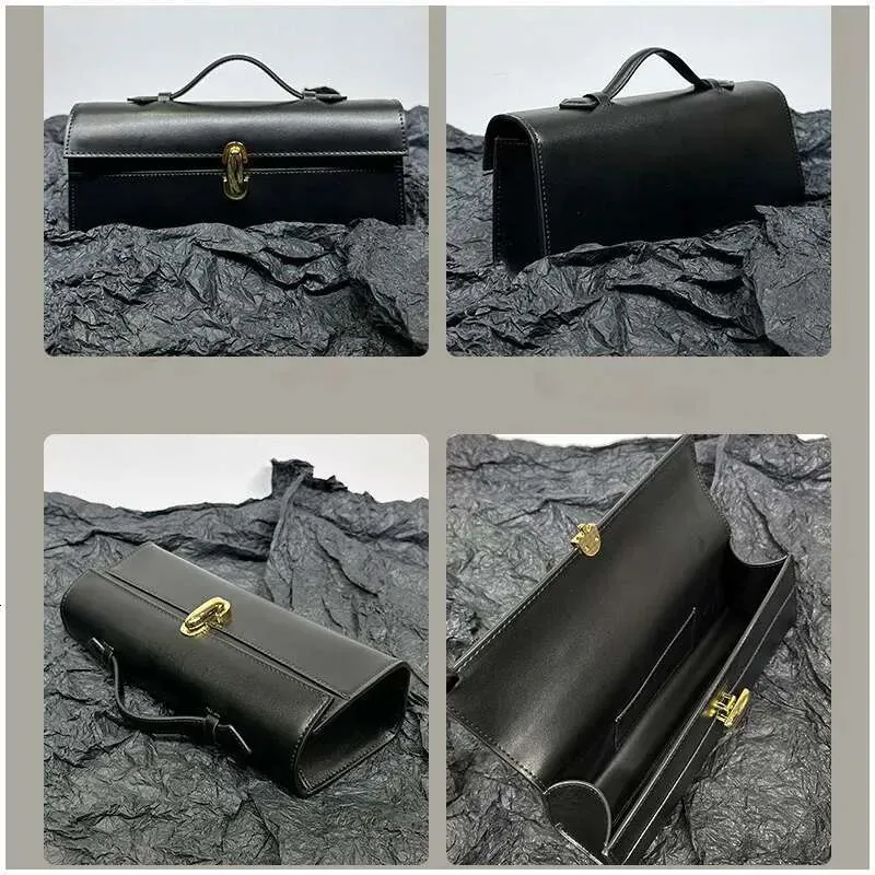 Brand Genuine Leather Tote New Women's Simple Handbag Small Square Baguette Bags High Quality Savette Symmetry Slim Bag_voghion.com