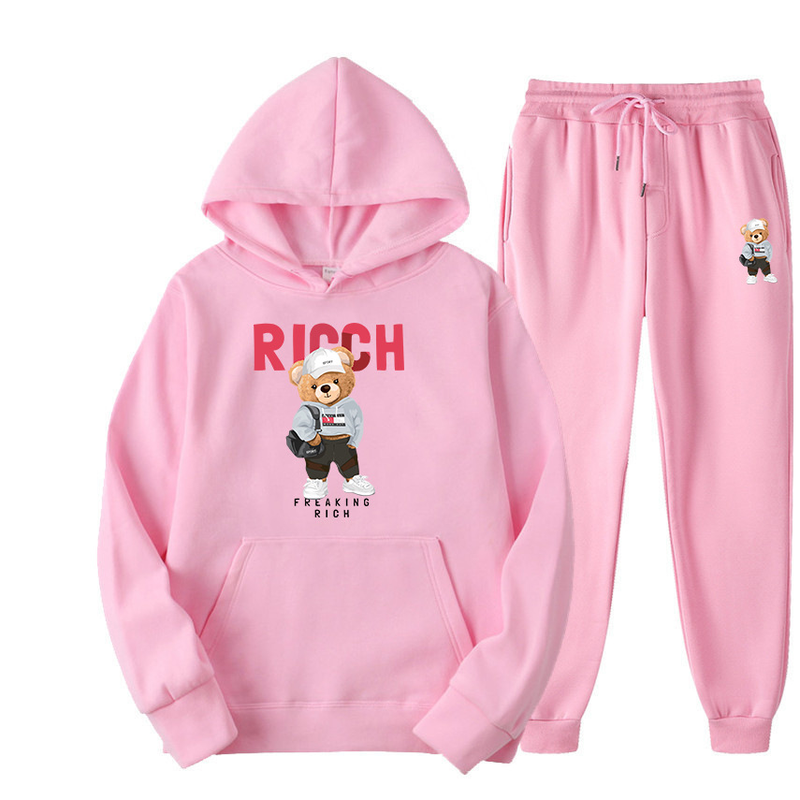 Spring and Autumn Men's Sweater Hoodie Set New Plush Sweater Women's Hip Hop Print_voghion.com