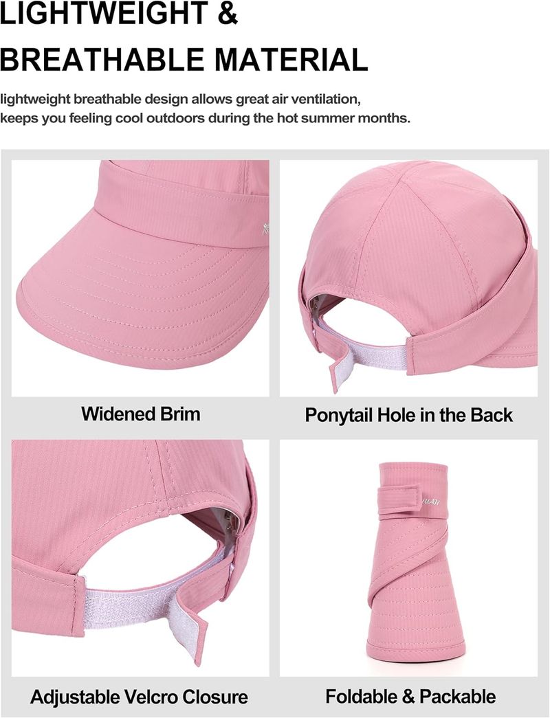 Sun Hats For Womens Wide Brim Visor UV Protection Dual Purpose Hat For Beach Summer Packable Cap_voghion.com