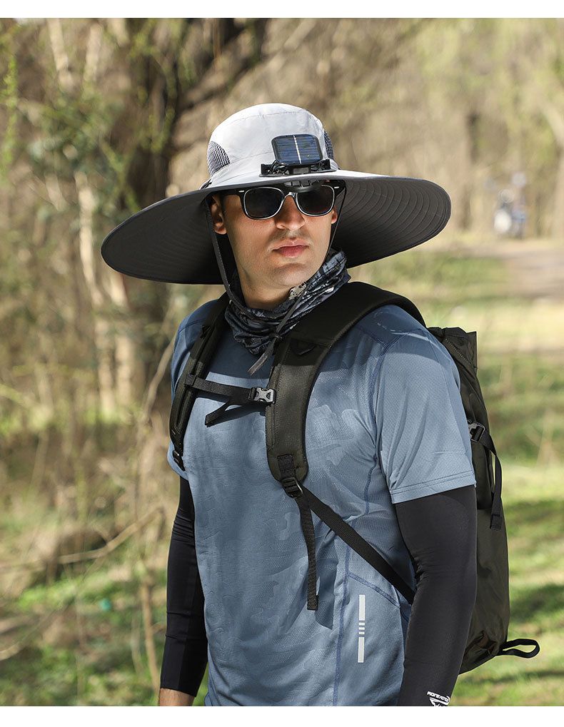 Dual-Fan Solar-Powered Cooling Hat With Adjustable 3-Speed & Wide Brim - UPF50+ Sun Protection For Outdoor Activities_voghion.com