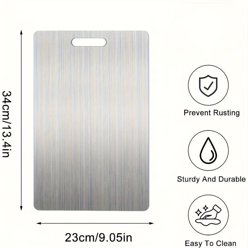 Tagliere da cucina antiscivolo in acciaio inossidabile 304 a doppia faccia per tagliare frutta e carne, durevole, di qualità alimentare_voghion.com