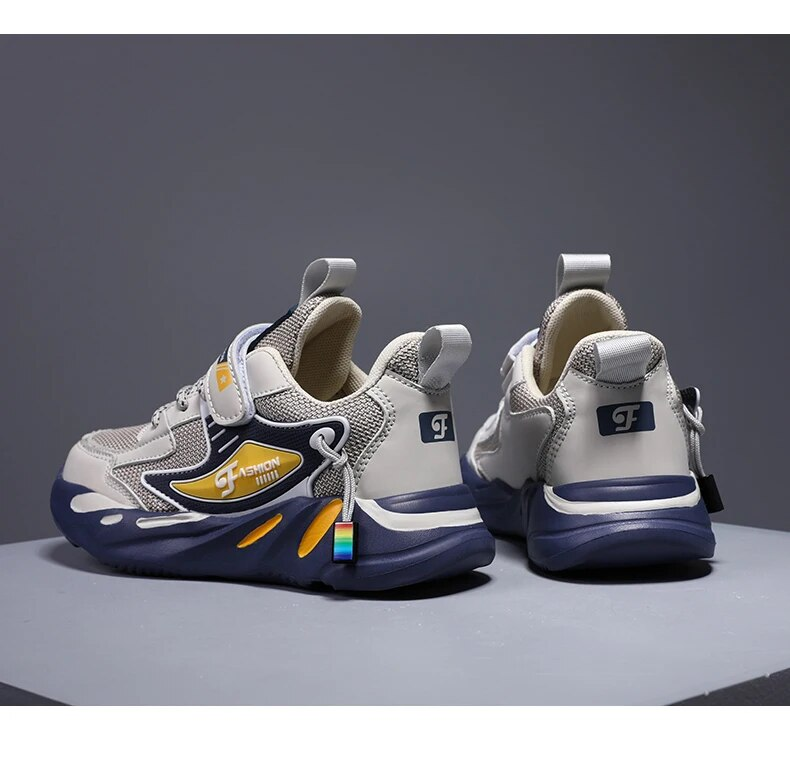 Kid Sneakers Sport For Boys Fashion Leather Children Breathable Mesh Comfort Casual Walking Outdoor Running Shoes_voghion.com