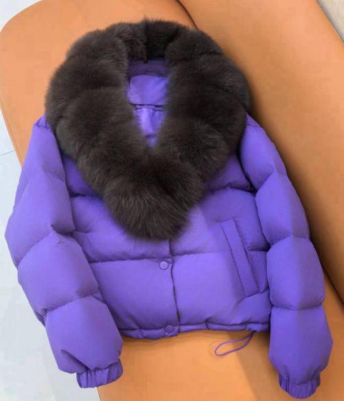 Damen-Gänsedaunenjacke mit abnehmbarem Fuchspelzkragen, warmer Wintermantel, schmale Passform, wasserabweisende Außenschicht_voghion.com