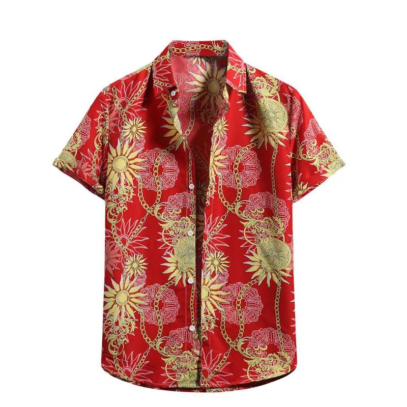 Tricou casual pentru bărbați, cu mânecă scurtă, imprimat digital 3D, mare, cardigan roșu mare, modă nouă de primăvară/vară_voghion.com