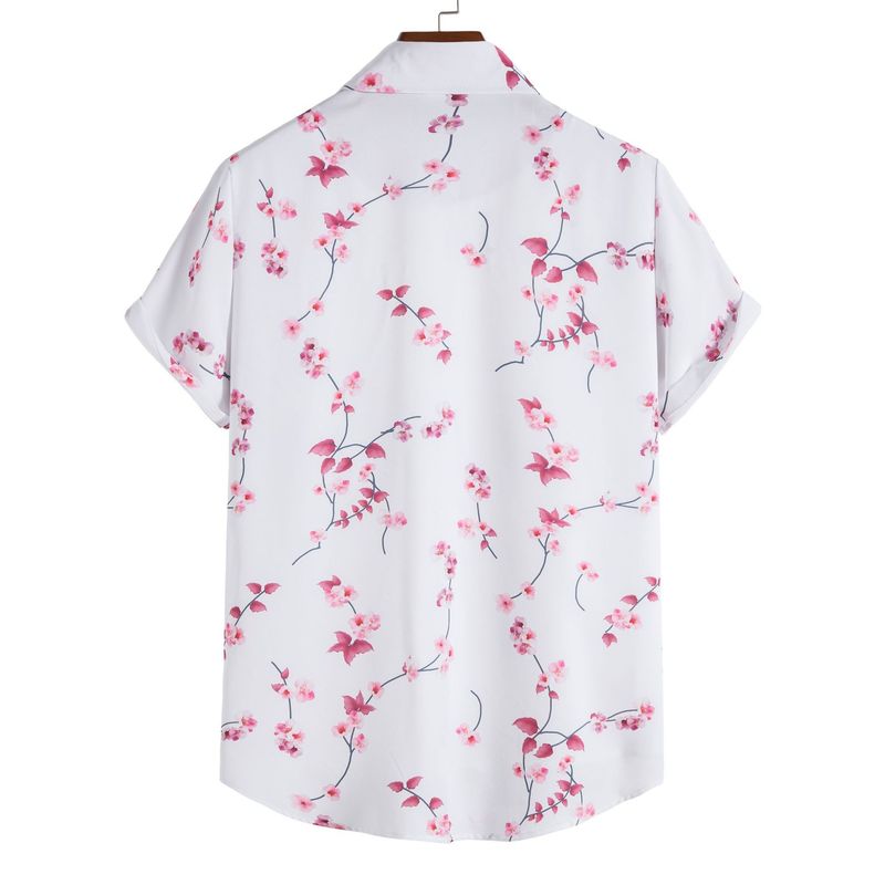 Camicia stampata Camicia casual stampata da uomo a maniche corte con colletto polo_voghion.com