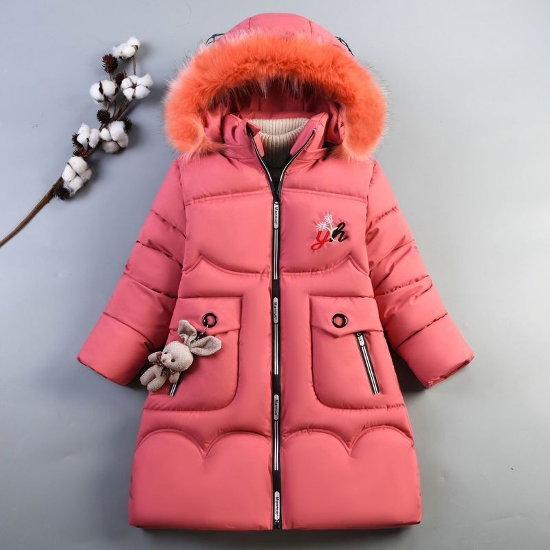 Winter Girls' Cotton Padded Jacket Korean Style For Middle And Large Children's Children's Medium And Long Style Thick Warm Down Cotton Jacket_voghion.com