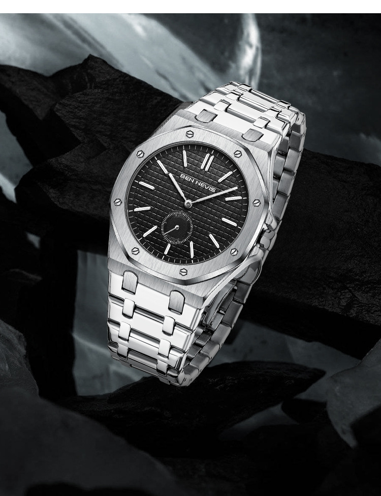 Benevi tömör acél zenekar pillangó csat férfi kvarcóra alkalmi üzleti óra férfi sokoldalú választás óra_voghion.com