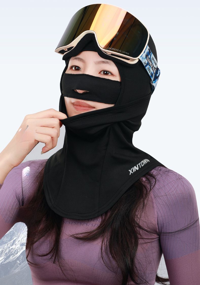 Xingheng Masque de ski double couche pour snowboard, équitation, extérieur, automne, hiver, capuche chaude, protège-cou, résistant au froid, polaire fine_voghion.com
