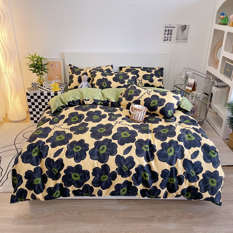 Set di biancheria da letto in tre pezzi in morbida fibra tessile per la casa, set di biancheria da letto stampato, copripiumino e copripiumino._voghion.com