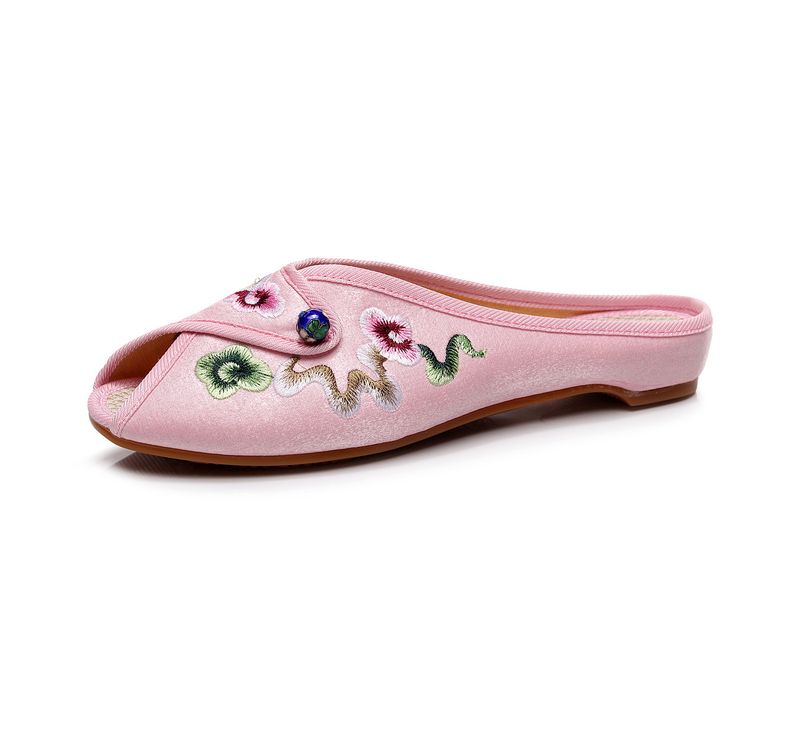 Pantofi din pânză brodați, papuci de vară din material textil exterior, nori de bun augur în stil chinezesc, pantofi pentru femei cu gură de pește_voghion.com