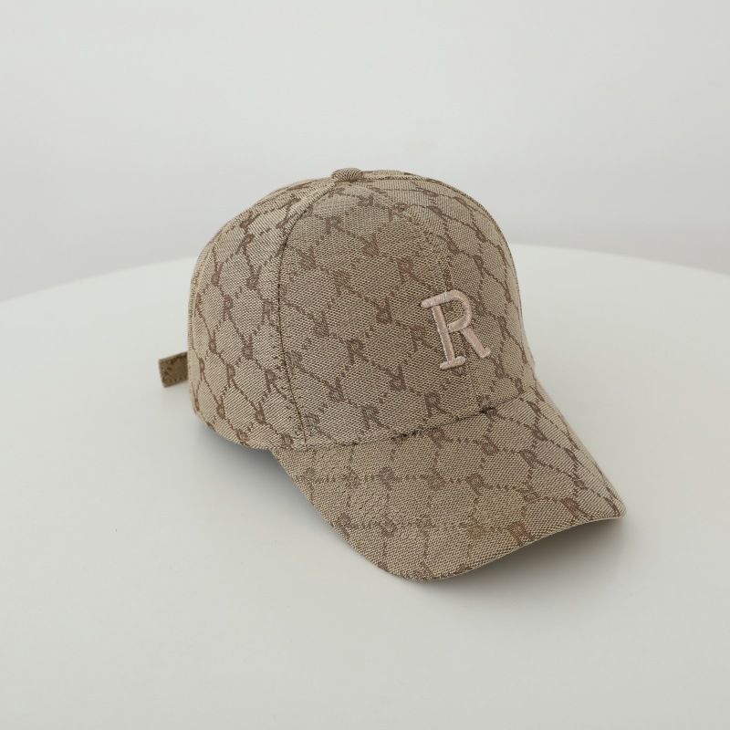 Gorra de béisbol con visera y bordado de cuadrícula completa con letra R, estilo retro, para hombre y mujer, con personalidad y protección solar._voghion.com