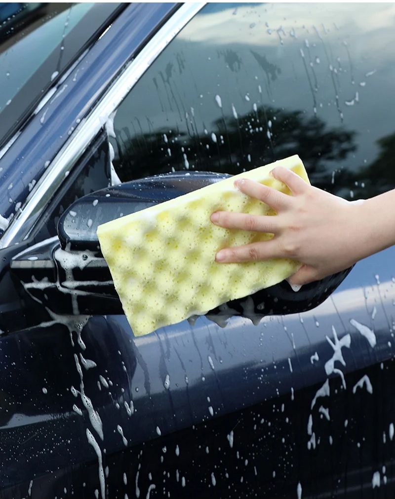 Großer Autowaschschwammblock zur Reinigung der Autokarosserie, Fleckenentfernung, hochdichter Wellenschwamm, tragbares Werkzeug zur Autolackpflege_voghion.com