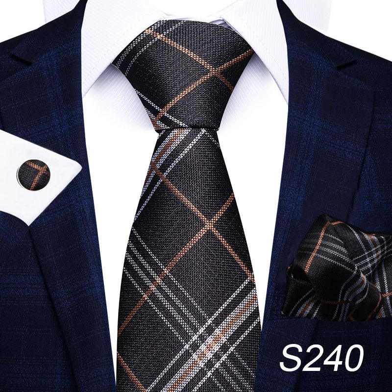 Corbata de seda de poliéster de alta calidad unisex para hombre, corbata formal de color sólido, bolsillo, toalla, gemelos, juego de jacquard_voghion.com