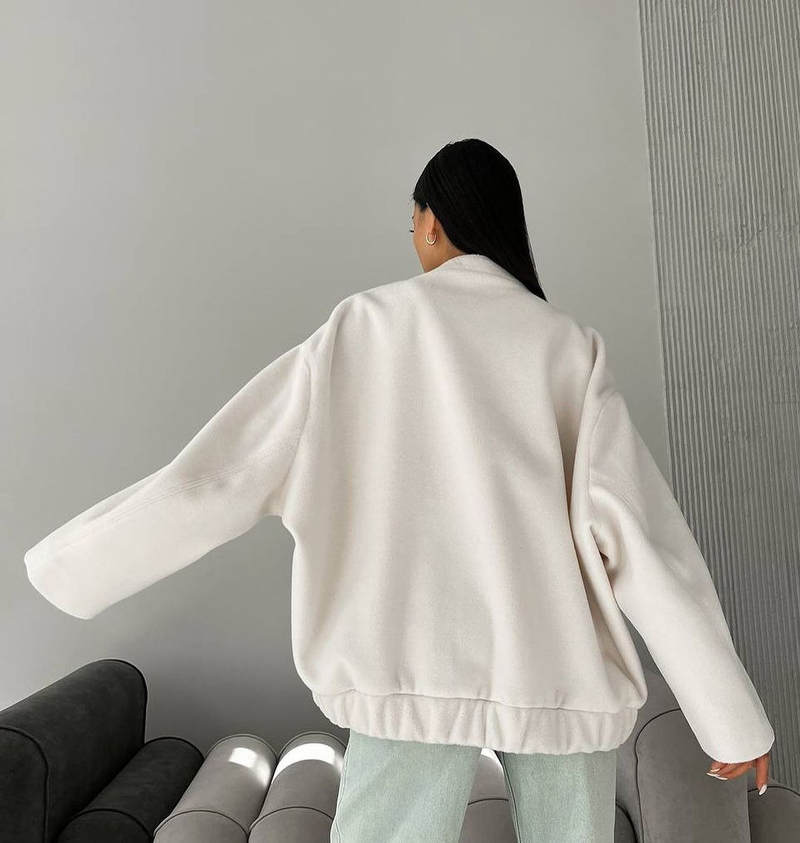 Women's style stand-up collar large pocket solid color women's jacket_voghion.com