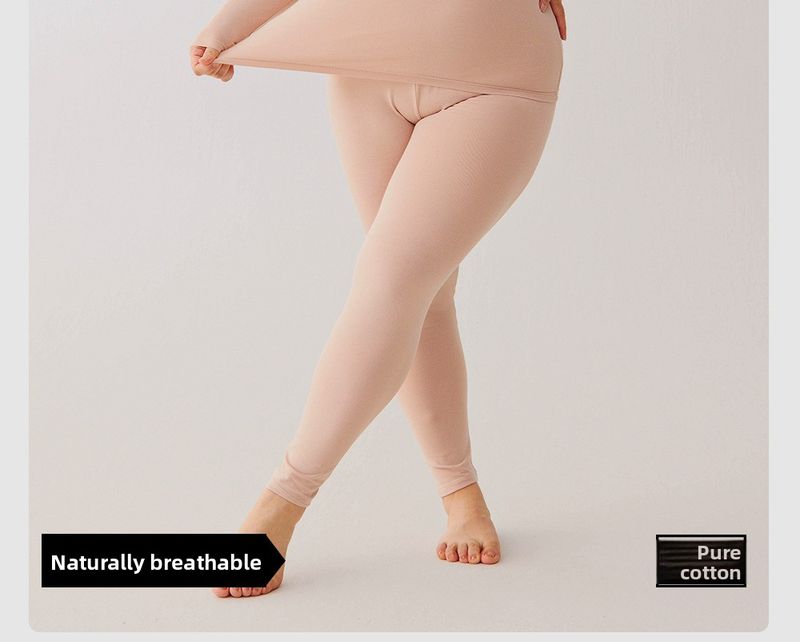 Ensemble de sous-vêtements thermiques pour femmes, antibactérien, en pur coton, grande taille, haute élasticité, sans coutures, chauffant, coupe ajustée, fin_voghion.com