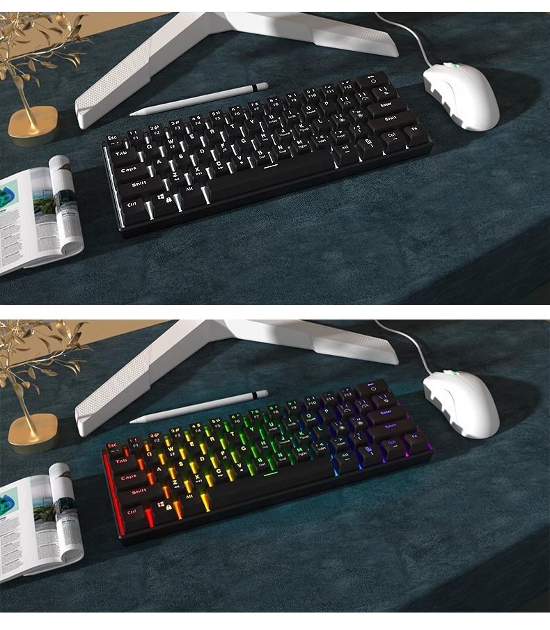 61-key Tri-mode Mechanical Keyboard Wireless 2.4G Bluetooth Portable Office Gaming Wired Laptop 68-key_voghion.com