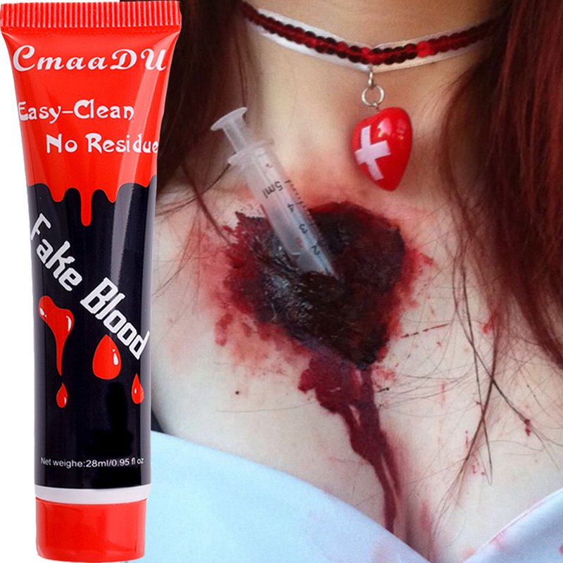Halloween prawdziwa osoba sztuczna krew przerażające rany siniaki wampir zombie makijaż rekwizyty odgrywanie ról makijaż fant_voghion.com