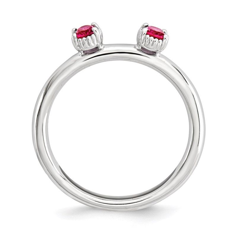 Sterling Silver Stackable Expressions Created Ruby Two Stone Ring_voghion.com