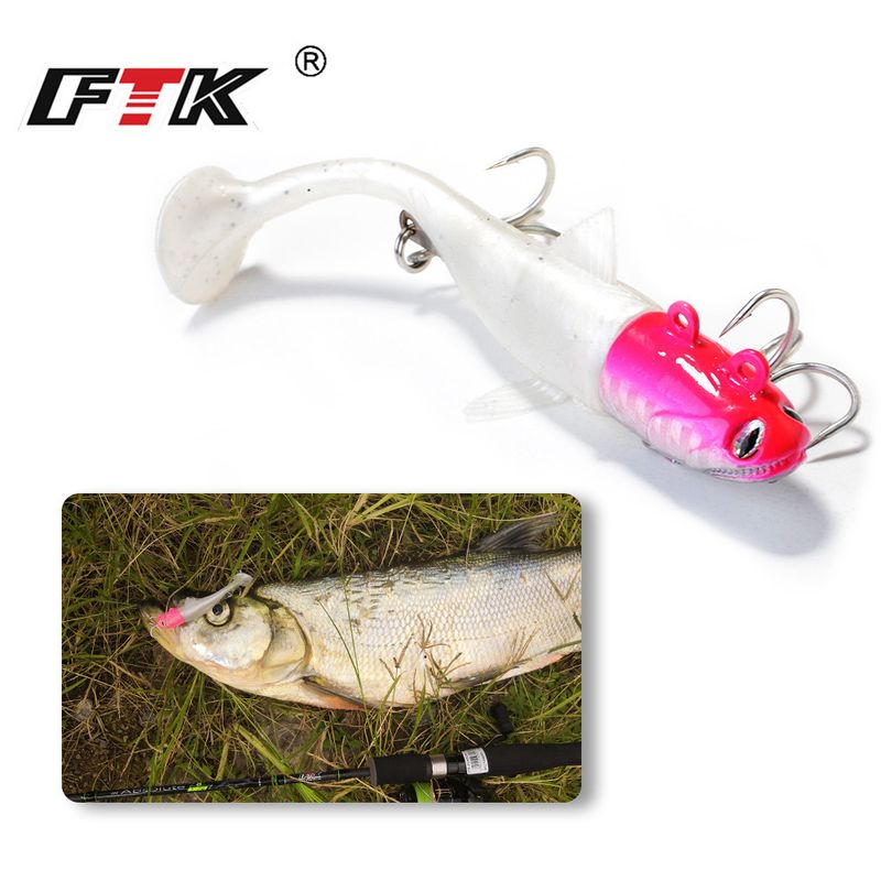 FTK Head Bass T Tail Wrapped Lead Soft Fish Lure Bait For Pike Night Light Sea Boat Fishing_voghion.com