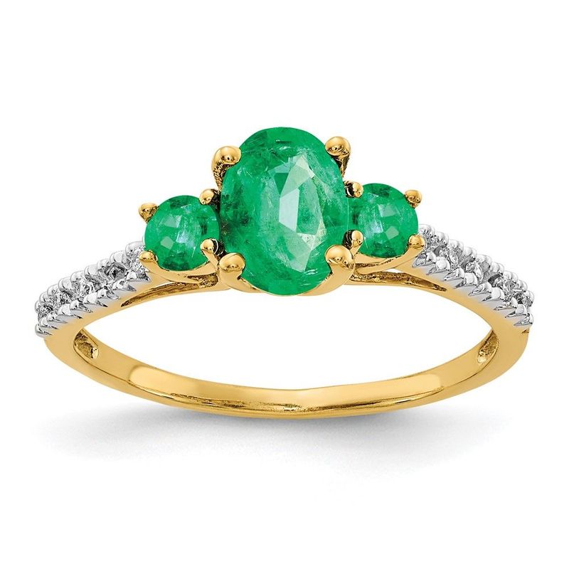 14k Oval Emerald And Diamond Ring_voghion.com