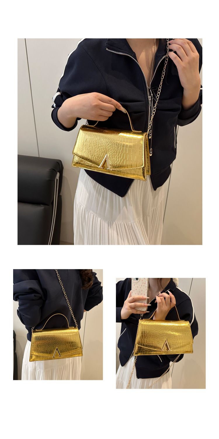 Elegante borsa da sera con tracolla a catena - Versatile borsa a tracolla e a spalla per donna, design minimalista in nero/bianco/marrone/oro/argento_voghion.com