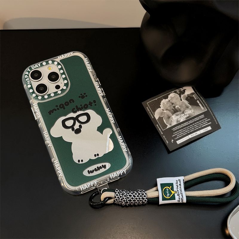 TechGlobe Couple Trendy Cool Dog Mirror For IPhone 16 15 Phone Case 17 Pro Max Dropshipping 11 With Strap 12_voghion.com