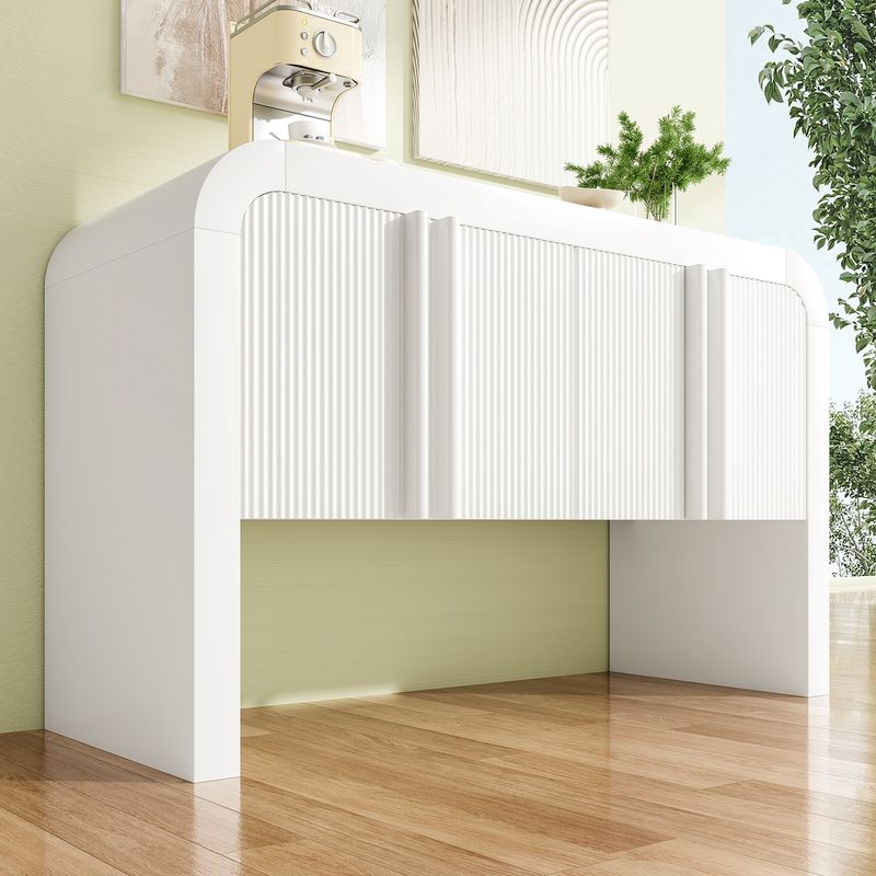 Credenza Weiß Mit Abgerundeter Ecke, Magnetischen Türen, Kippsicherung_voghion.com