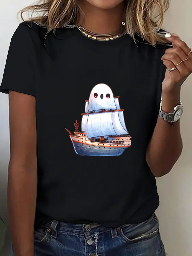 Pomladne in poletne evropske in ameriške ženske nove ženske majice za prosti čas, ohlapne majice s potiskom_voghion.com