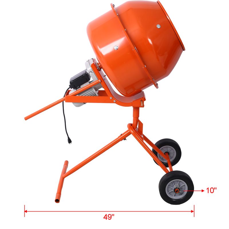 370W Portable Electric Concrete Mixer Cement Mixing Barrow Machine Mixing Mortar Handle With Wheel (4.6 Cu/ft.)_voghion.com