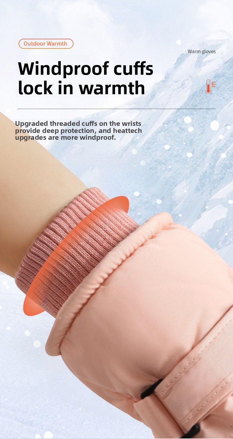 Ski Gloves For Men And Women Couples Winter Cotton Warm Fleece Thickened Electric Bike Windproof Waterproof Outdoor_voghion.com