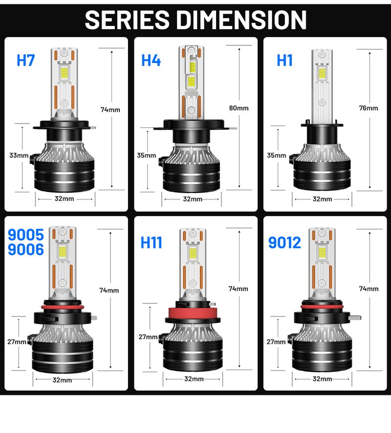 K5C H4 LED-Scheinwerfer Canbus H7 H1 H11 H8 9005 HB3 9006 HB4 9012 HIR2 880 881 H27 9007 9008 H13 CSP Autolichter 4300K_voghion.com