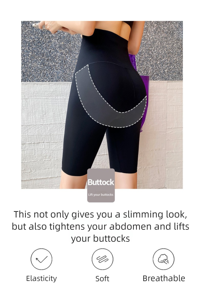 Gainant ventre plat à cinq points avec fermeture boutonnée, pantalon de yoga à trois points et dix boutons, soutien-gorge push-up pour femme_voghion.com