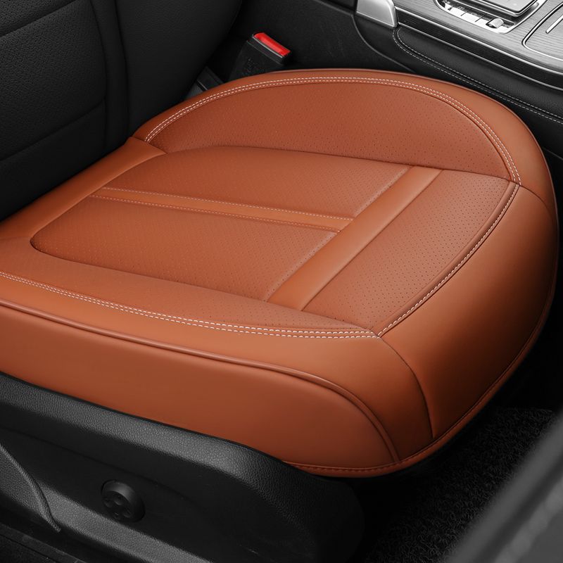 1PCS Nappa Leather Anti-Slip And Full Wrap Driver Protector Mat Front Bottom Car Seat Cushion Cover_voghion.com