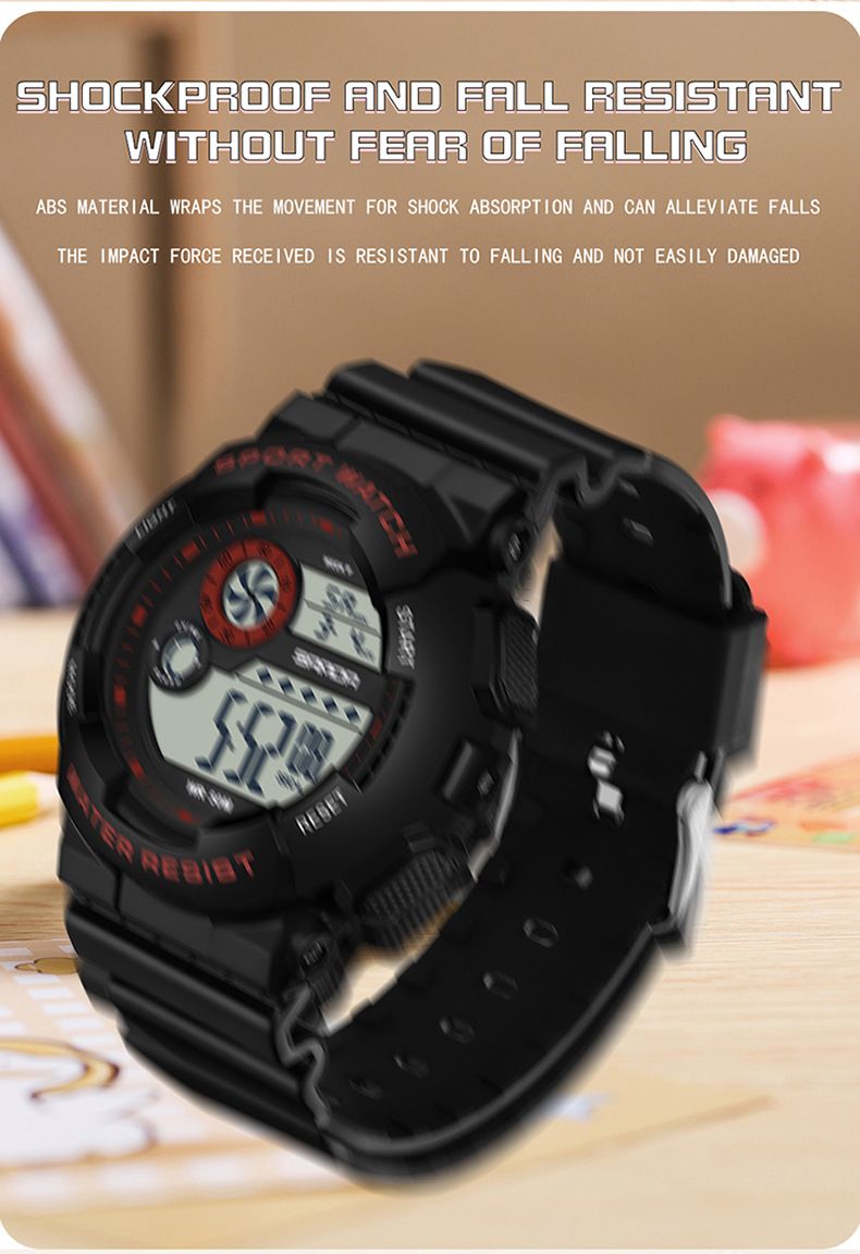 Kids Digital Sports Watch With Waterproof, Night Light, Alarm, Day & Date Display - Colorful Multi-Function Unisex Student Watch Electronic Watch_voghion.com