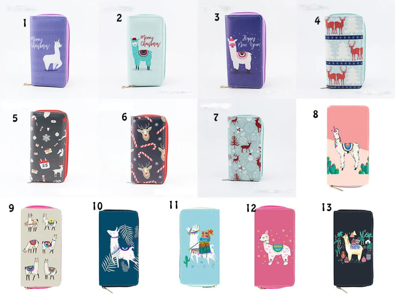 Baby Christmas elk Alpaca Print Coin Purse cartoon Xmas deer Alpacasso children wallet 12 styles women Hand bags C5223_voghion.com