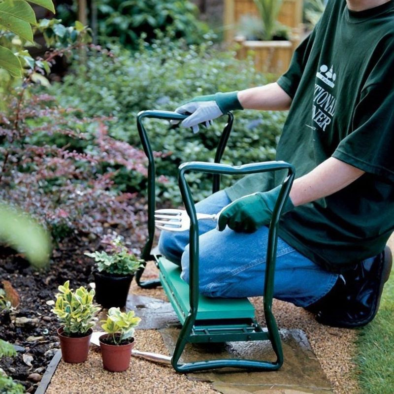 Foldable Garden Kneeler Seat With Kneeling Soft Cushion Pad Tools Pouch Portable Gardener_voghion.com