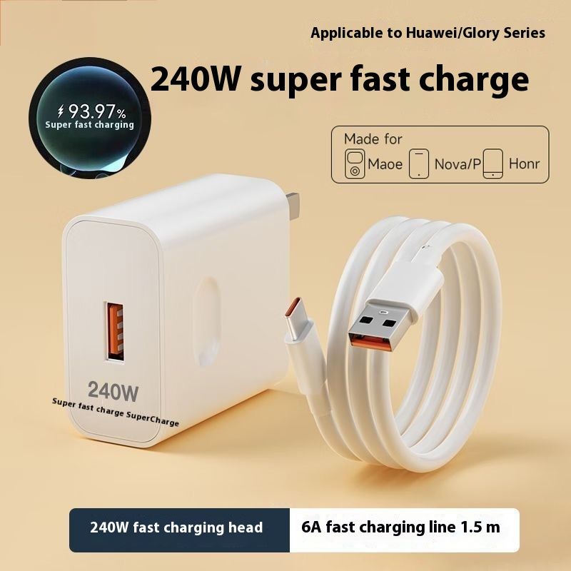 240W-os fej, Huawei Mate40/30pro Honor X40 gyorstöltő csatlakozóval, mobiltelefonhoz, 6A adatkábellel_voghion.com