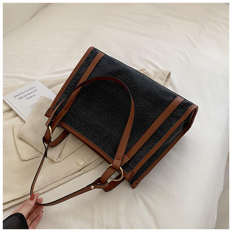 Bolsa feminina 2023 nova retro denim cor contraste bolsa de ombro grande capacidade de alta qualidade trabalho viajar sacola_voghion.com