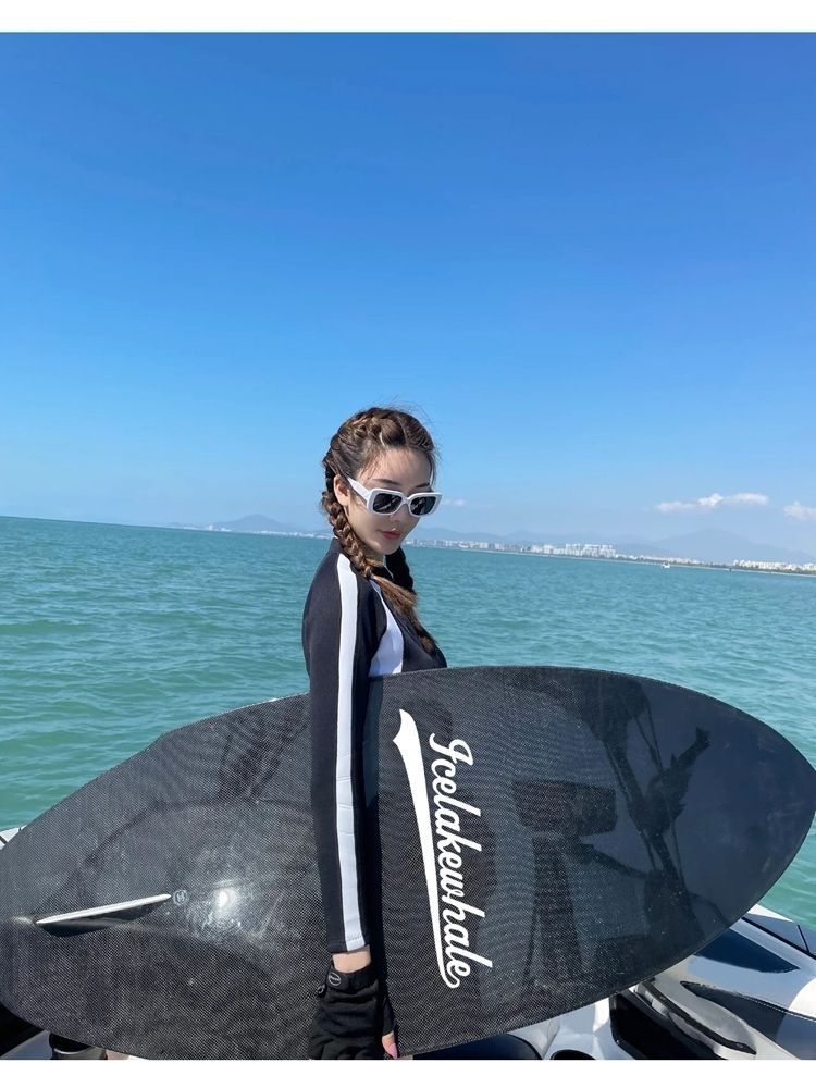 Koreański kostium kąpielowy Push-Up z długim rękawem Ochrona przeciwsłoneczna Sanya Wake Surfing Jednoczęściowy seksowny strój kąpielowy na gorące wiosenne wakacje z zamkiem błyskawicznym_voghion.com